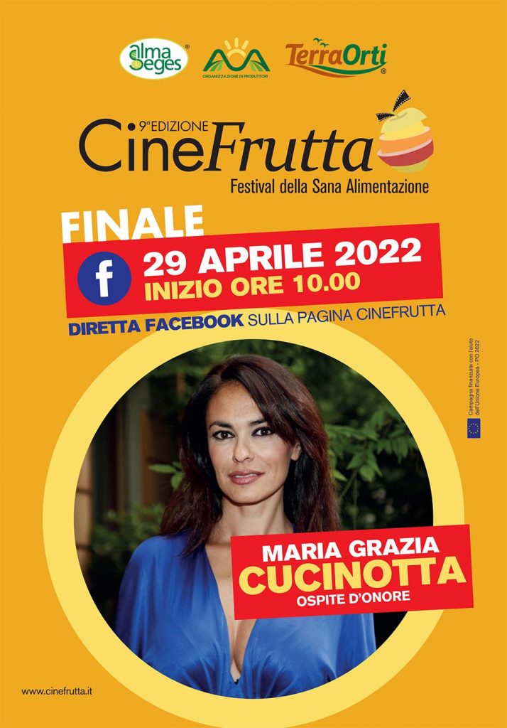 Mariagrazia Cucinotta ospite d’onore per la finale di Cinefrutta. Venerdi 29 aprile la diretta Facebook